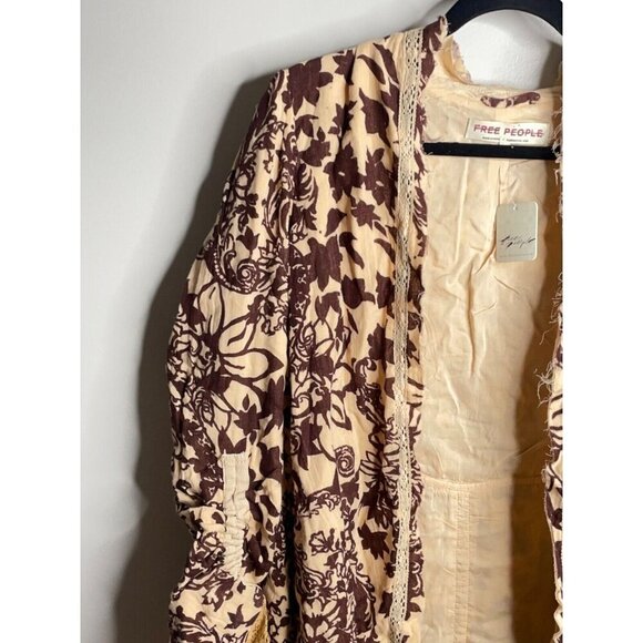 Free People Lara Doublecloth Duster Size XS NWT Robe Jacket Brown Cotton - Picture 6 of 7